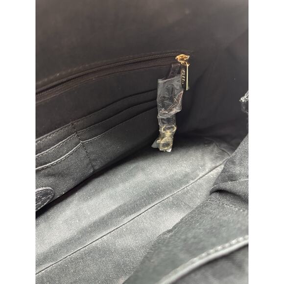 Fossil Sydney Black Croc Embossed Leather Satchel Handbag Crossbody Purse - Picture 8 of 9